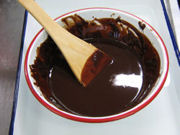 チョコレートとバターを溶かしたところ